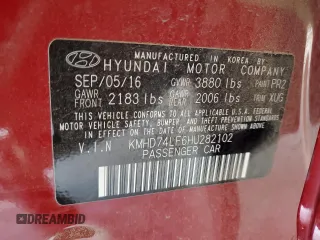 2017 Hyundai Elantra SE with VIN KMHD74LF6HU282102, listed as a Copart auction lot 57841005 with 94,024 mi miles and Salvage title. Bid and sale history available at DreamBid. Image 13.