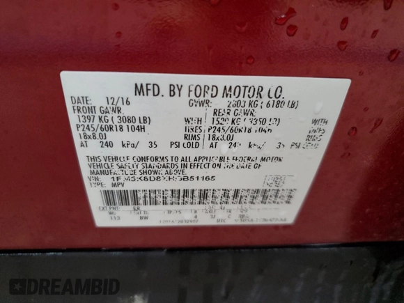 2017 Ford Explorer XLT z VIN 1FM5K8D8XHGB51165, wystawiony jako Copart lot #51475445 z przebiegiem 85 422 mil mil oraz Szkoda całkowita • Salvage title. Historia ofert i sprzedaży dostępna na DreamBid. Obrazek 13.