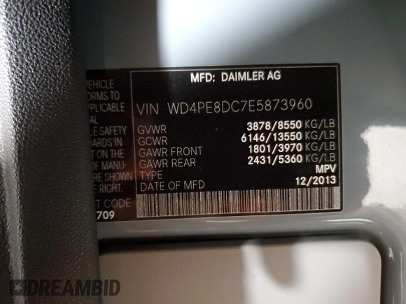 2014 Mercedes-Benz Sprinter with VIN WD4PE8DC7E5873960, listed as a Copart auction lot 78246843 with Not Provided miles and Salvage Title. Bid and sale history available at DreamBid. Image 13.