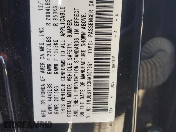 2017 Acura TLX Technology with VIN 19UUB1F53HA007651, listed as a Copart auction lot 47892255 with 76,256 mi miles and Salvage Title. Bid and sale history available at DreamBid. Image 14.
