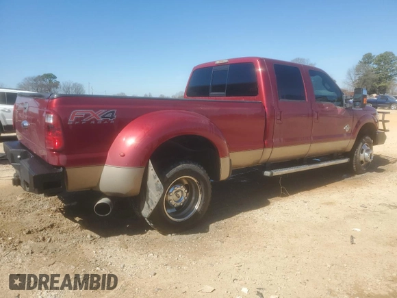 2014 Ford F-350 XLT with VIN 1FT8W3DT2EEA03225, listed as a Copart auction lot 46711185 with 328,805 mi miles and Salvage Title. Bid and sale history available at DreamBid. Image 3.