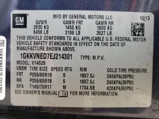 2014 GMC Acadia SLE с VIN 1GKKVNED7EJ214301, выставлен на аукционе Copart как лот 47446465 с пробегом 92 480 миль миль и Списание • Salvage title. История ставок и продаж доступна на DreamBid. Изображение 13.