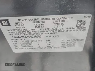2013 Chevrolet Equinox LS with VIN 2GNALBEK1D6210905, listed as a IAAI auction lot 42027667 with 157,847 mi miles and . Bid and sale history available at DreamBid. Image 9.