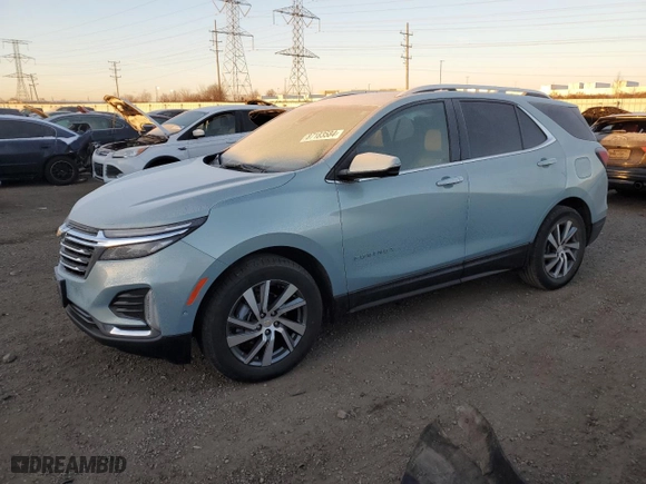 2022 Chevrolet Equinox Premier with VIN 2GNAXNEV6N6113121, listed as a Copart auction lot 87183584 with 17,105 mi miles and Salvage Title. Bid and sale history available at carsss.com. Image 1.