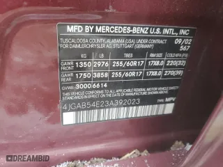 2003 Mercedes-Benz M-Class 3.2L with VIN 4JGAB54E23A392023, listed as a Copart auction lot 44997015 with 139,835 mi miles and Salvage Title. Bid and sale history available at carsss.com. Image 15.