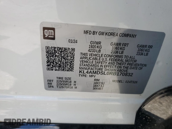 2024 Buick Encore GX Sport Touring with VIN KL4AMDSL0RB170832, listed as a Copart auction lot 59941225 with 24,824 mi miles and Salvage title. Bid and sale history available at DreamBid. Image 13.