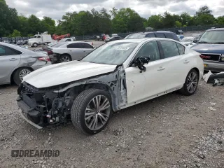 2018 Infiniti Q50 Luxe z VIN JN1EV7APXJM364158, wystawiony jako Copart lot #60729825 z przebiegiem 88 018 mil mil oraz Szkoda całkowita • Salvage title. Historia ofert i sprzedaży dostępna na DreamBid. Obrazek 1.