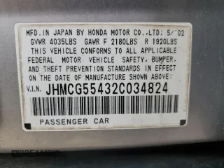 2002 Honda Accord LX z VIN JHMCG55432C034824, wystawiony jako Copart lot #83174914 z przebiegiem 193 883 mil mil oraz Szkoda całkowita • Salvage title. Historia ofert i sprzedaży dostępna na DreamBid. Obrazek 13.