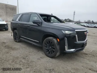2021 Cadillac Escalade Premium Luxury with VIN 1GYS4BKL9MR215159, listed as a Copart auction lot 48577415 with 50,773 mi miles and Salvage Title. Bid and sale history available at carsss.com. Image 4.