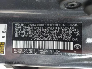 2008 Toyota Prius with VIN JTDKB20U183450347, listed as a IAAI auction lot 42074131 with 169,673 mi miles. Bid and sale history available at carsss.com. Image 9.