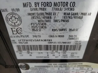 2010 Ford F-150 XL with VIN 1FTFW1EV3AFA38193, listed as a Copart auction lot 59061254 with 100,553 mi miles and Salvage Title. Bid and sale history available at carsss.com. Image 13.