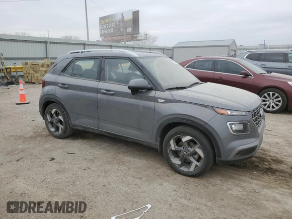 2022 Hyundai Venue SEL with VIN KMHRC8A34NU173473, listed as a Copart auction lot 44974405 with 15,518 mi miles and Salvage Title. Bid and sale history available at DreamBid. Image 4.