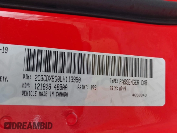 2020 Dodge Charger SXT with VIN 2C3CDXBG0LH113990, listed as a IAAI auction lot 41448827 with 114,224 mi miles. Bid and sale history available at carsss.com. Image 9.