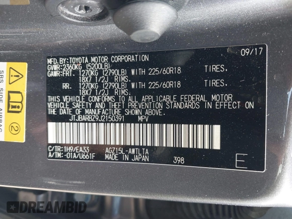 2018 Lexus NX 300 with VIN JTJBARBZ9J2150391, listed as a IAAI auction lot 42290713 with 91,653 mi miles and . Bid and sale history available at DreamBid. Image 9.