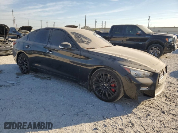 2021 Infiniti Q50 Red Sport 400 with VIN JN1FV7DP0MM850191, listed as a Copart auction lot 76396894 with 52,351 mi miles and Clean Title. Bid and sale history available at DreamBid. Image 4.