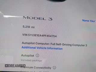 2023 Tesla Model 3 z VIN 5YJ3E1EA4PF454754, wystawiony jako IAAI lot #42665785 z przebiegiem 5 218 mil mil oraz . Historia ofert i sprzedaży dostępna na DreamBid. Obrazek 9.
