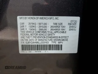 2020 Acura MDX Advance z VIN 5J8YD4H88LL033163, wystawiony jako Copart lot #58734525 z przebiegiem Nie podano mil oraz Szkoda całkowita • Salvage title. Historia ofert i sprzedaży dostępna na DreamBid. Obrazek 13.