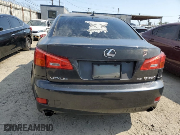 2008 Lexus IS 250 with VIN JTHCK262085016627, listed as a Copart auction lot 65396385 with 198,310 mi miles and Clean title. Bid and sale history available at DreamBid. Image 6.
