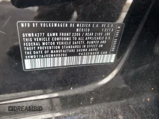 2014 Volkswagen Jetta SE with VIN 3VWD17AJ9EM400204, listed as a Copart auction lot 42484055 with 137,287 mi miles and Salvage title. Bid and sale history available at DreamBid. Image 12.
