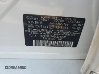 2016 Hyundai Azera Limited with VIN KMHFH4JG8GA521330, listed as a Copart auction lot 69043394 with Not Provided miles and Salvage Title. Bid and sale history available at carsss.com. Image 12.