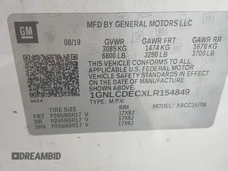 2020 Chevrolet Tahoe Commercial with VIN 1GNLCDECXLR154849, listed as a IAAI auction lot 42050778 with 124,771 mi miles and . Bid and sale history available at DreamBid. Image 9.