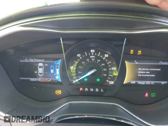 2017 Ford Fusion Titanium with VIN 3FA6P0SUXHR147336, listed as a IAAI auction lot 41873106 with 103,247 mi miles and . Bid and sale history available at DreamBid. Image 7.