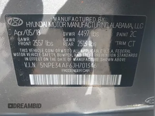 2018 Hyundai Sonata SEL with VIN 5NPE34AF6JH701346, listed as a IAAI auction lot 41877477 with 86,077 mi miles and . Bid and sale history available at DreamBid. Image 9.