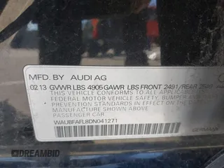 2013 Audi A4 Premium with VIN WAUBFAFL8DN041271, listed as a IAAI auction lot 42104890 with 180,322 mi miles and . Bid and sale history available at DreamBid. Image 9.