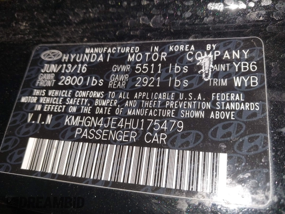 2017 Genesis G80 3.8L z VIN KMHGN4JE4HU175479, wystawiony jako IAAI lot #42161608 z przebiegiem 118 066 mil mil oraz . Historia ofert i sprzedaży dostępna na DreamBid. Obrazek 9.
