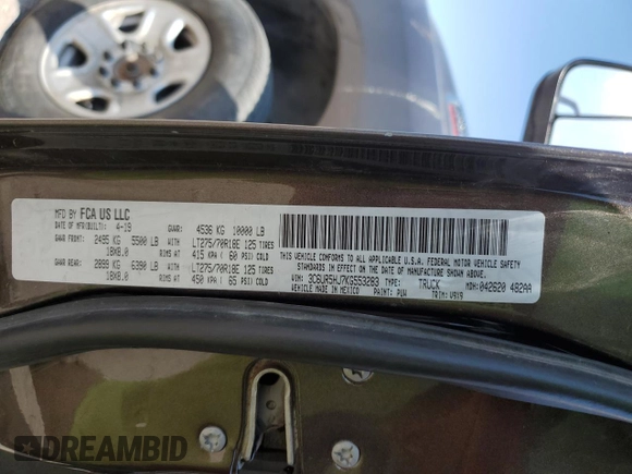 2019 Ram 2500 Tradesman with VIN 3C6UR5HJ7KG553283, listed as a Copart auction lot 53468205 with 81,913 mi miles and Salvage title. Bid and sale history available at DreamBid. Image 13.