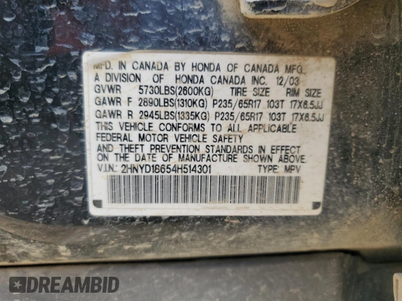 2004 Acura MDX Touring Pkg with VIN 2HNYD18654H514301, listed as a Copart auction lot 48808425 with 202,422 mi miles and Salvage Title. Bid and sale history available at carsss.com. Image 13.