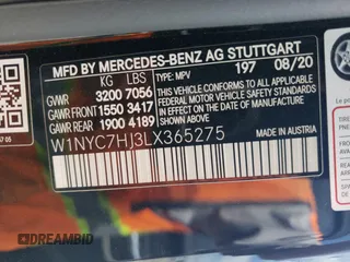 2020 Mercedes-Benz G 63 AMG with VIN W1NYC7HJ3LX365275, listed as a Copart auction lot 63799344 with 45,228 mi miles and Clean Title. Bid and sale history available at DreamBid. Image 12.