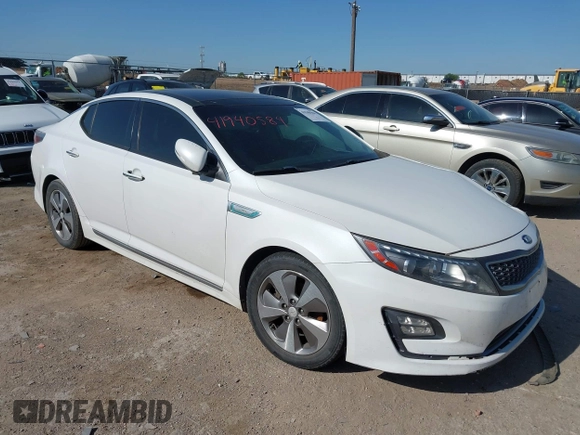 2015 Kia Optima Hybrid EX with VIN KNAGN4AD0F5085164, listed as a IAAI auction lot 41940584 with 129,841 mi miles. Bid and sale history available at carsss.com. Image 1.