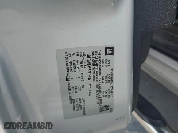 2011 GMC Sierra 1500 with VIN 1GTR1VEA9BZ179429, listed as a Copart auction lot 60401294 with 177,240 mi miles and Salvage Title. Bid and sale history available at DreamBid. Image 12.