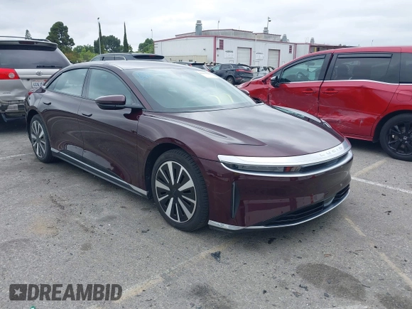 2023 Lucid Air Pure z VIN 50EA1PFA4PA006331, wystawiony jako IAAI lot #42213426 z przebiegiem 13 287 mil mil oraz . Historia ofert i sprzedaży dostępna na DreamBid. Obrazek 1.