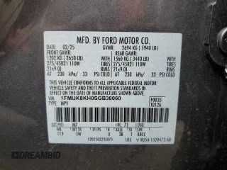 2025 Ford Explorer ST-Line with VIN 1FMUK8KH0SGB38060, listed as a Copart auction lot 61137525 with 10,970 mi miles and Salvage title. Bid and sale history available at DreamBid. Image 14.