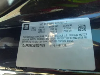 2014 Buick Verano Convenience Group with VIN 1G4PR5SKXE4157403, listed as a IAAI auction lot 41793583 with 72,930 mi miles and . Bid and sale history available at carsss.com. Image 9.