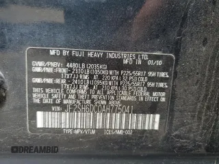 2010 Subaru Forester X Limited with VIN JF2SH6DC0AH775041, listed as a Copart auction lot 62475045 with 190,901 mi miles and Salvage title. Bid and sale history available at DreamBid. Image 12.