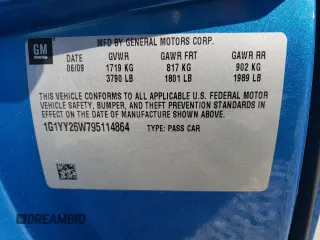 2009 Chevrolet Corvette 3LT z VIN 1G1YY26W795114864, wystawiony jako Copart lot #46570525 z przebiegiem 76 937 mil mil oraz Szkoda całkowita • Salvage title. Historia ofert i sprzedaży dostępna na DreamBid. Obrazek 12.