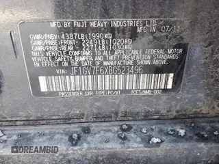 2011 Subaru WRX WRX Limited с VIN JF1GV7F6XBG523496, выставлен на аукционе Copart как лот 89293565 с пробегом 150 502 миль миль и Списание • Salvage title. История ставок и продаж доступна на DreamBid. Изображение 12.