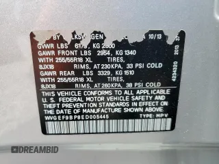 2014 Volkswagen Touareg Sport with VIN WVGEF9BP8ED005445, listed as a Copart auction lot 53694215 with 194,711 mi miles and Salvage Title. Bid and sale history available at DreamBid. Image 13.