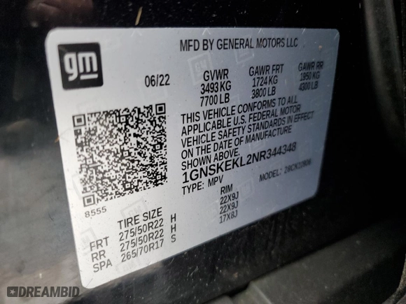 2022 Chevrolet Suburban RST with VIN 1GNSKEKL2NR344348, listed as a Copart auction lot 84170974 with 30,927 mi miles and Salvage Title. Bid and sale history available at carsss.com. Image 13.