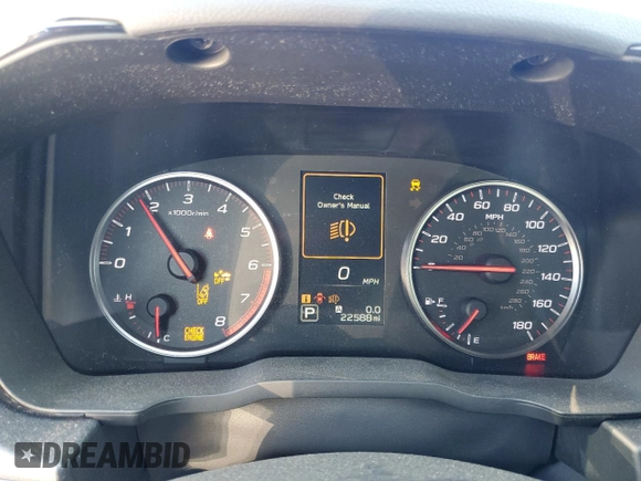 2023 Subaru WRX with VIN JF1VBAB60P8812195, listed as a Copart auction lot 50088245 with 22,588 mi miles and Salvage title. Bid and sale history available at DreamBid. Image 9.