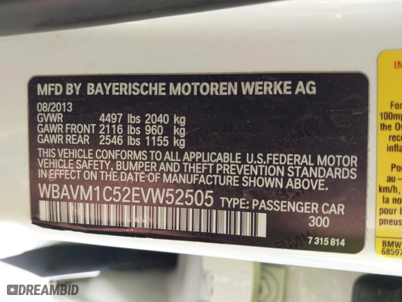 2014 BMW X1 sDrive28i with VIN WBAVM1C52EVW52505, listed as a IAAI auction lot 41625122 with 44,684 mi miles. Bid and sale history available at carsss.com. Image 9.