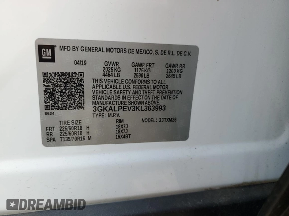 2019 GMC Terrain SLT with VIN 3GKALPEV3KL363993, listed as a Copart auction lot 53285245 with 82,416 mi miles and Salvage Title. Bid and sale history available at carsss.com. Image 14.