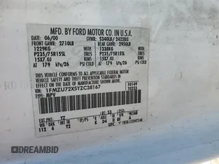 2000 Ford Explorer XLS z VIN 1FMZU72X5YZC38167, wystawiony jako Copart lot #80101584 z przebiegiem 219 698 mil mil oraz Szkoda całkowita • Salvage title. Historia ofert i sprzedaży dostępna na DreamBid. Obrazek 13.