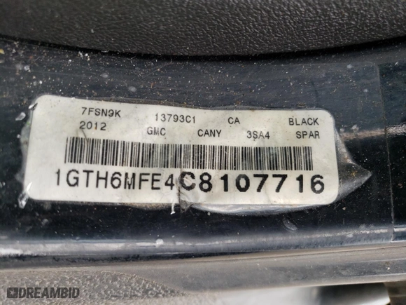 2012 GMC Canyon SLE1 with VIN 1GTH6MFE4C8107716, listed as a Copart auction lot 67265344 with 80,350 mi miles and Salvage Title. Bid and sale history available at carsss.com. Image 12.