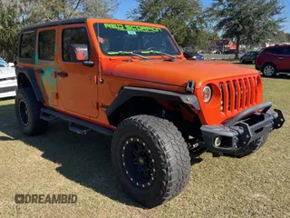 2018 Jeep Wrangler Unlimited Sport S z VIN 1C4HJXDGXJW172695, wystawiony jako Copart lot #41615385 z przebiegiem 63 521 mil mil oraz Czysty tytuł • Clean title. Historia ofert i sprzedaży dostępna na DreamBid. Obrazek 1.