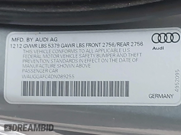2013 Audi A6 3.0T Premium Plus with VIN WAUGGAFC4DN089255, listed as a IAAI auction lot 41509432 with 134,223 mi miles. Bid and sale history available at carsss.com. Image 9.