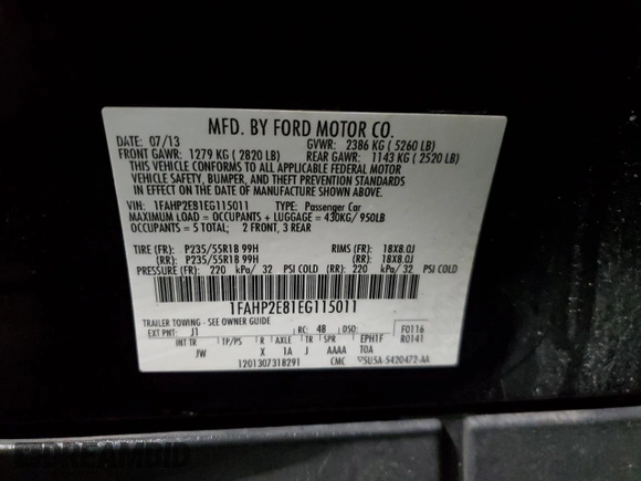 2014 Ford Taurus SEL with VIN 1FAHP2E81EG115011, listed as a Copart auction lot 45658365 with 135,636 mi miles and Clean Title. Bid and sale history available at DreamBid. Image 12.